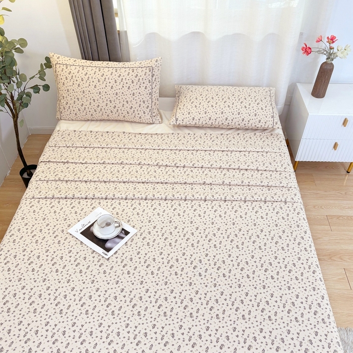 91家纺网 家纺一手货源 找家纺 伊而梦蚊帐 2025新款A类老粗布抗菌床单 灰兰花-米