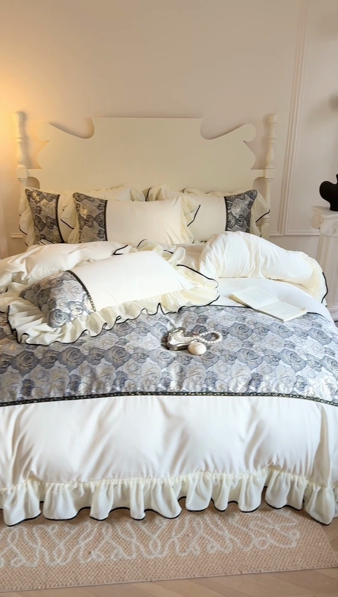 91家纺网 家纺一手货源 找家纺 （总）富盛 2025新款水洗亲肤棉浮雕提花公主风四件套