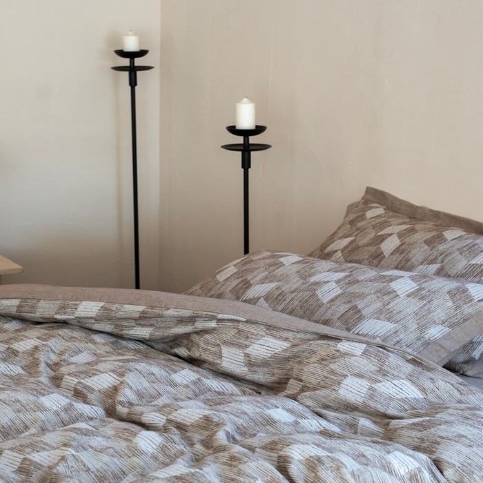 91家纺网 家纺一手货源 找家纺 璞素2025新款全棉色织三层纱四件套 咖色