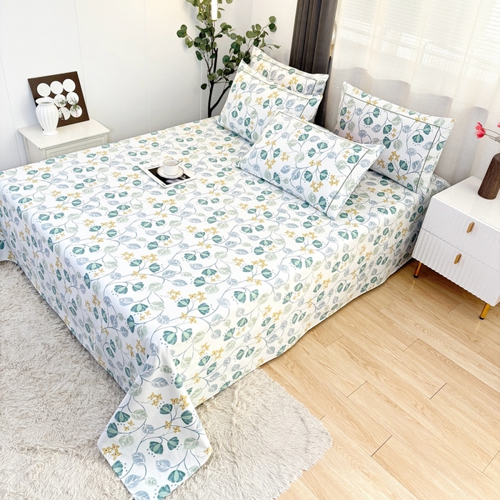 91家纺网 家纺一手货源 找家纺 伊而梦蚊帐 2025新款A类老粗布抗菌床单 挂金锁-绿