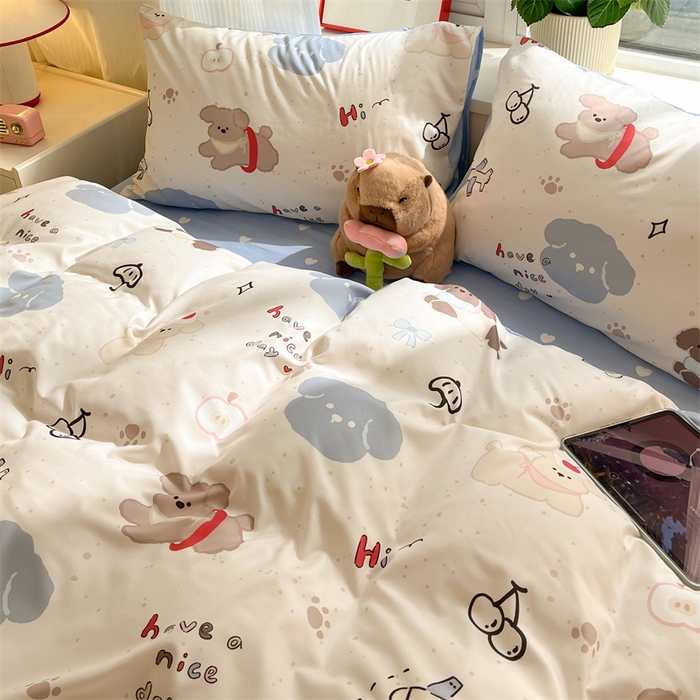 91家纺网 家纺一手货源 找家纺 盛秋家纺 2025新款卡通单被套 开心乐园+蓝爱心