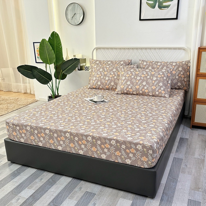 91家纺网 家纺一手货源 找家纺 伊而梦蚊帐 2025新款原棉老粗布床笠 梅花棕