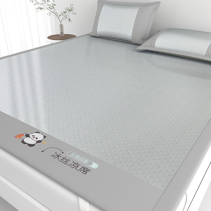 91家纺网 家纺一手货源 找家纺 爱宝被业  2025新款凉感抗菌冰丝席凉席 灰色