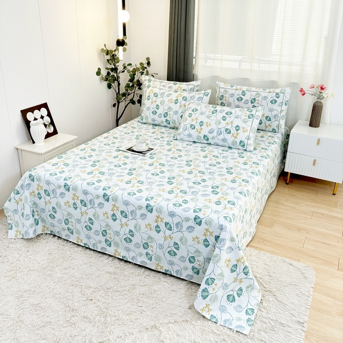 91家纺网 家纺一手货源 找家纺 伊而梦蚊帐 2025新款A类老粗布抗菌床单 挂金锁-绿