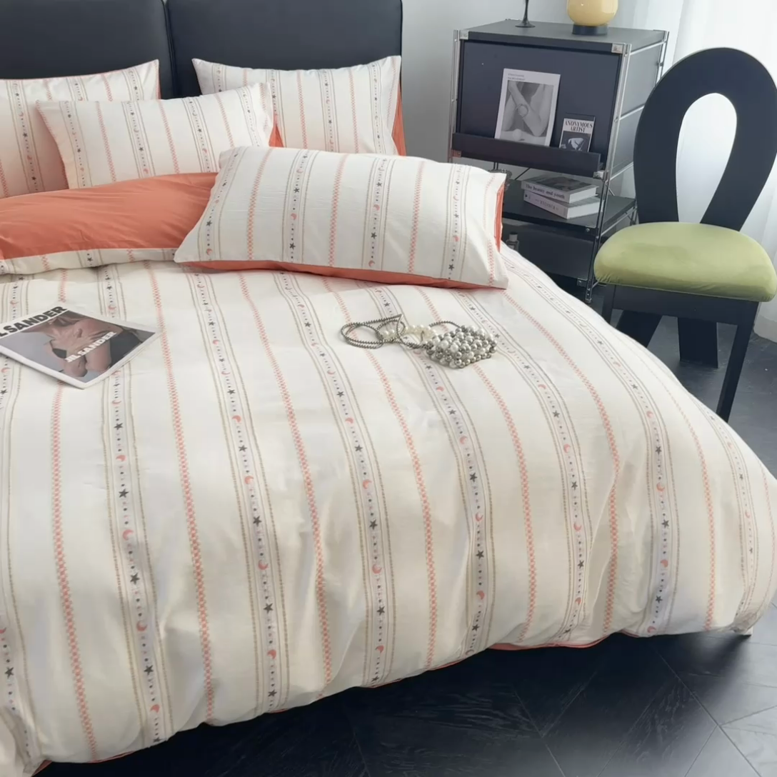 91家纺网 家纺一手货源 找家纺 （总）女子家纺 2025新款A类40支全棉纯棉提花四件套（简川-星辰系列）