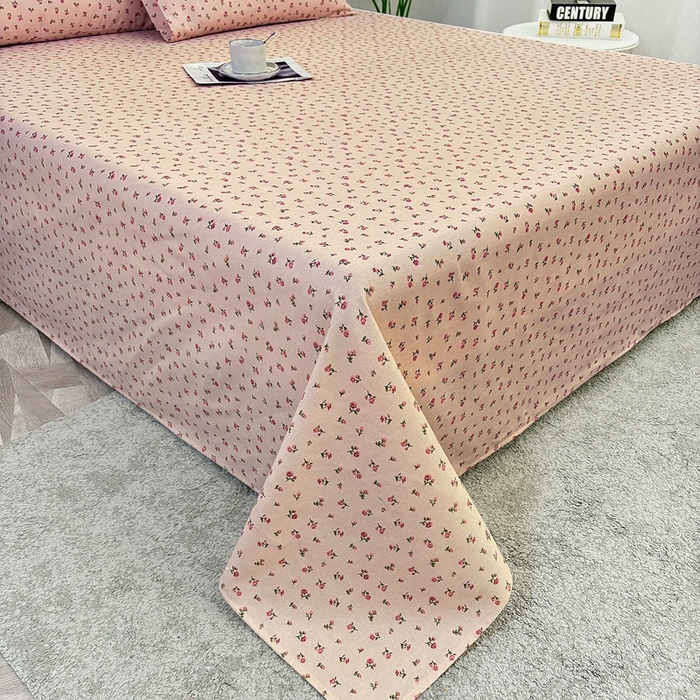 91家纺网 家纺一手货源 找家纺 伊而梦蚊帐 2025新款原棉老粗布床单 粉玫瑰