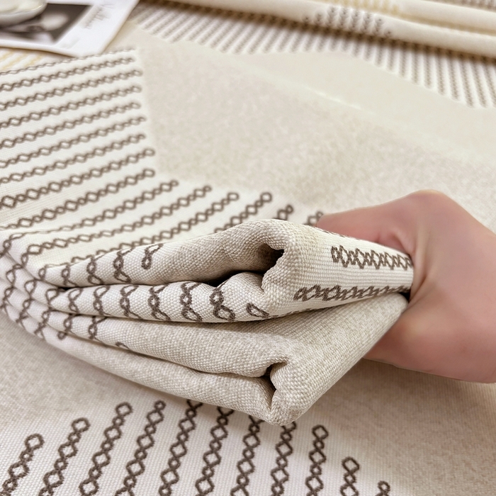 91家纺网 家纺一手货源 找家纺 伊而梦蚊帐 2025新款原棉老粗布床单 波浪条