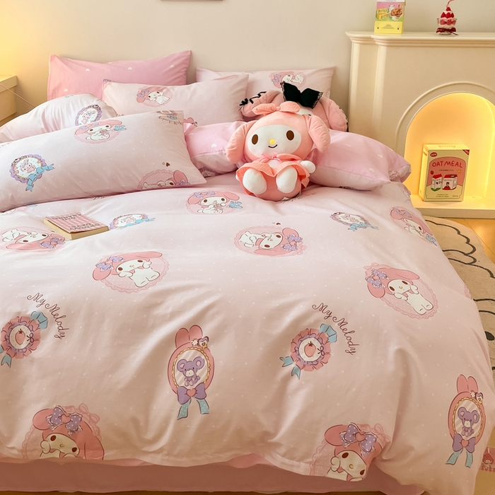 91家纺网 家纺一手货源 找家纺 暮思家居 2025新款正版授权三丽鸥全棉四件套系列四件套 小兔美乐蒂