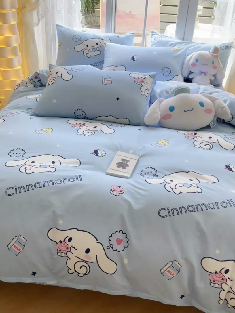 91家纺网 家纺一手货源 找家纺 暮思家居 2025新款正版授权三丽鸥全棉四件套系列四件套 奶牛大耳狗