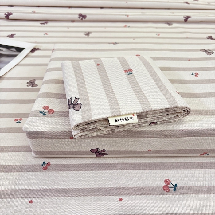 91家纺网 家纺一手货源 找家纺 伊而梦蚊帐 2025新款原棉老粗布床单 蝴蝶结