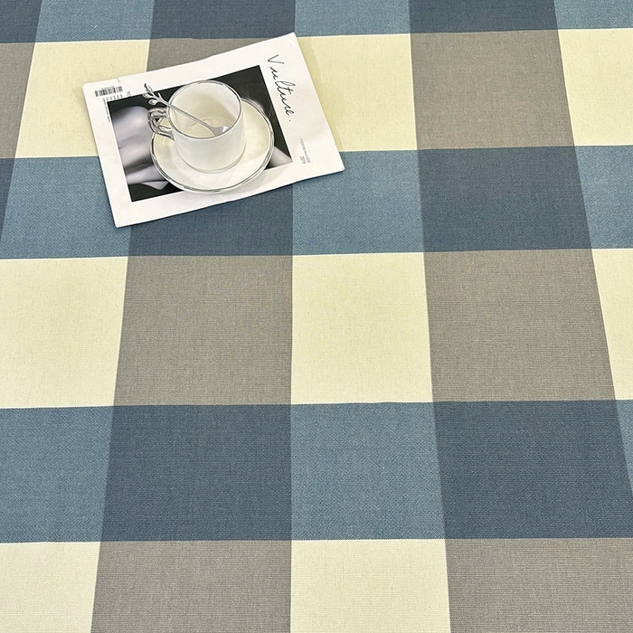 91家纺网 家纺一手货源 找家纺 伊而梦蚊帐 2025新款原棉老粗布床单 蓝灰格