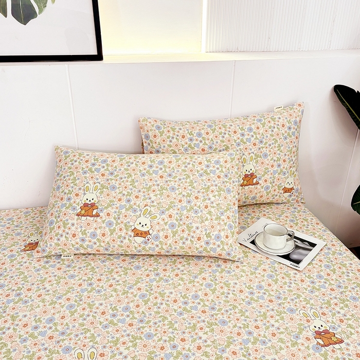 91家纺网 家纺一手货源 找家纺 伊而梦蚊帐 2025新款原棉老粗布床单 花园兔