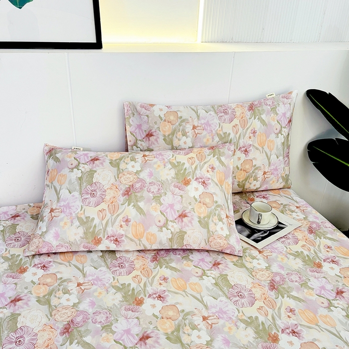 91家纺网 家纺一手货源 找家纺 伊而梦蚊帐 2025新款原棉老粗布床单 满庭芳