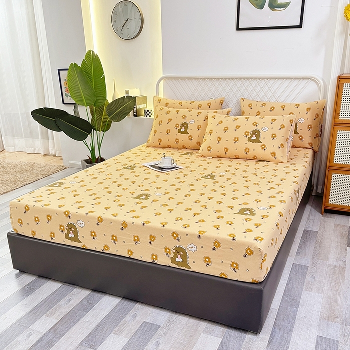 91家纺网 家纺一手货源 找家纺 伊而梦蚊帐 2025新款原棉老粗布床笠 恐龙咖