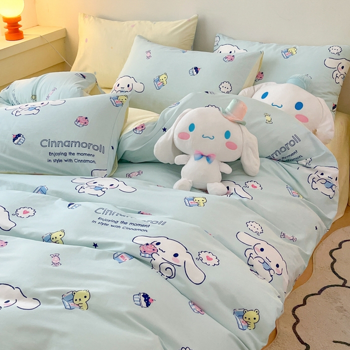 91家纺网 家纺一手货源 找家纺 暮思家居 2025新款正版授权三丽鸥全棉四件套系列四件套 奶牛大耳狗