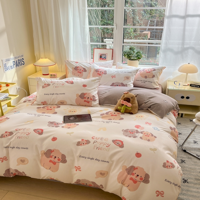 91家纺网 家纺一手货源 找家纺 盛秋家纺 2025新款卡通单被套 情侣猫+猫爪