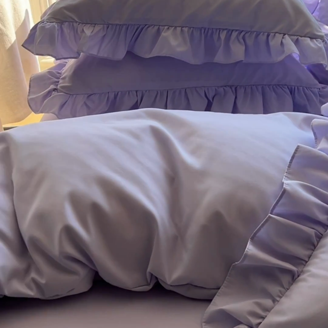 91家纺网 家纺一手货源 找家纺 凯美家居 2025新款超柔亲肤磨毛刺绣花仙子系列四件套 花仙子 浅紫