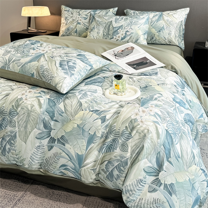 91家纺网 家纺一手货源 找家纺 笙意家纺2025新款水洗冰丝数码印花暗盒款四件套 汐月