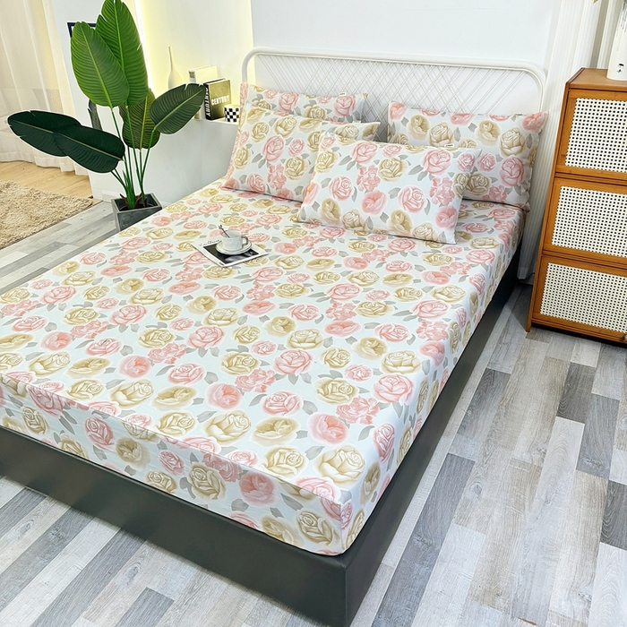 91家纺网 家纺一手货源 找家纺 伊而梦蚊帐 2025新款原棉老粗布床笠 画屏春