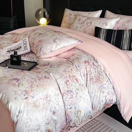 91家纺网 家纺一手货源 找家纺 （总）梦幻之城 2025新款水洗真丝数码印花简易款四件套