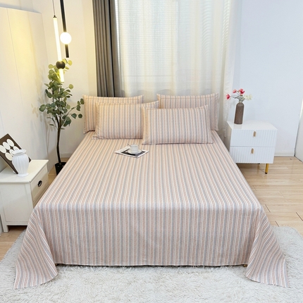 91家纺网 家纺一手货源 找家纺 伊而梦蚊帐 2025新款A类老粗布抗菌床单 麻花条-彩