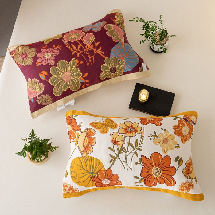 91家纺网 家纺一手货源 找家纺 2025新款全棉八层纱枕巾情侣枕巾 花海