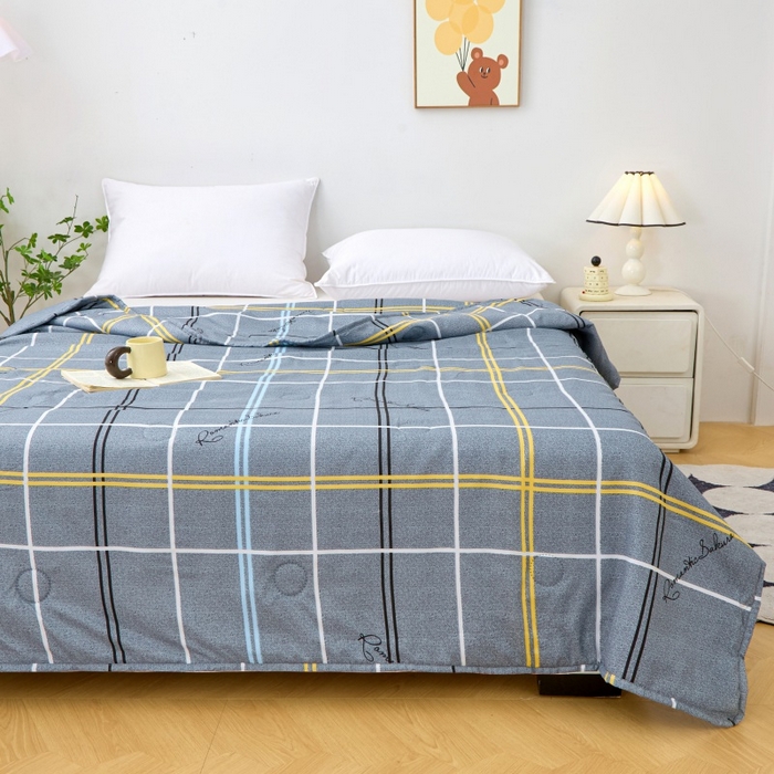 91家纺网 家纺一手货源 找家纺 2025新款亲肤绒礼品夏被窄边 简伯格