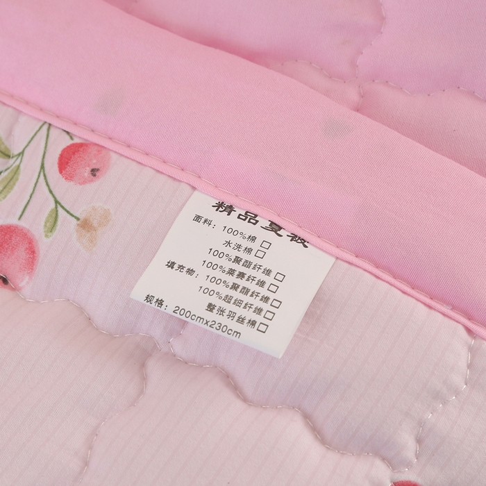 91家纺网 家纺一手货源 找家纺 被多多被业  2025新款小清新印花小竺棉多针绗绣夏凉被 樱桃小兔