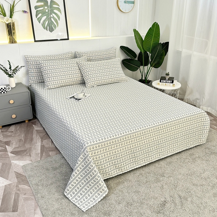 91家纺网 家纺一手货源 找家纺 伊而梦蚊帐 2025新款原棉老粗布床单 兰花条