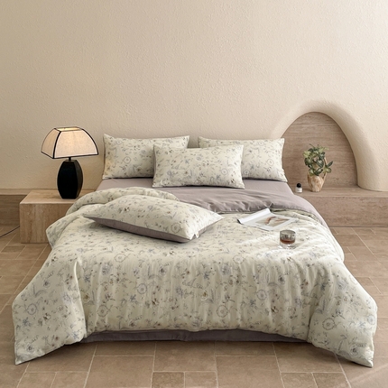 91家纺网 家纺一手货源 找家纺 （总）慕晨 2025新款全棉双层纱四件套莱赛尔纯棉莱赛尔四件套天丝夏季凉感直播