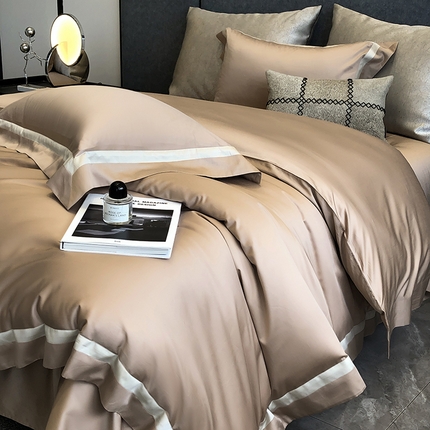 91家纺网 家纺一手货源 找家纺 涞澳家纺 2025新款80天丝棉四件套-凯瑟琳系列 凯瑟琳-摩卡