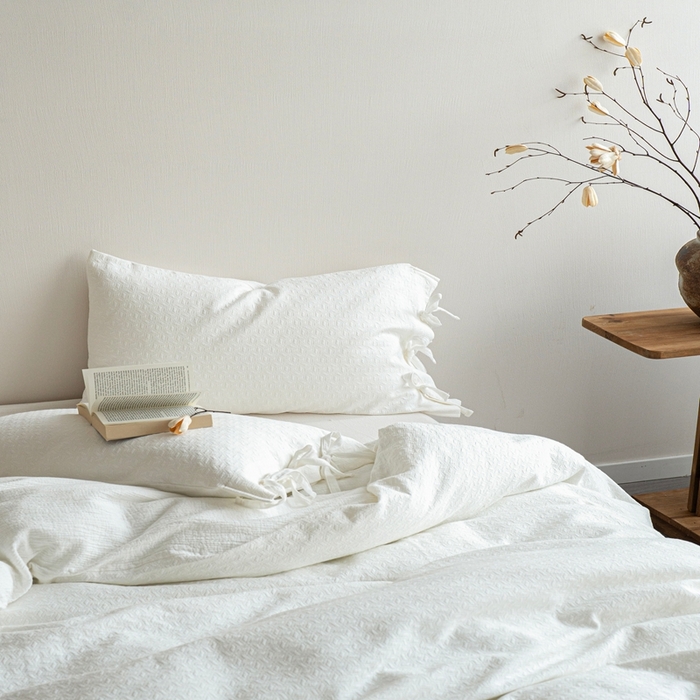 91家纺网 家纺一手货源 找家纺 （总）璞素2025新款全棉色织三层纱四件套-半谷·清荷