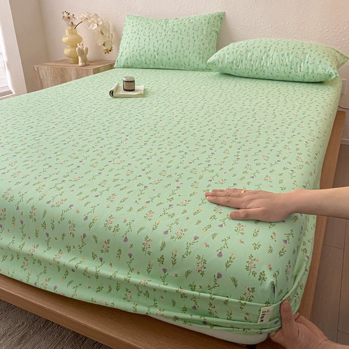 91家纺网 家纺一手货源 找家纺 九亭家纺 2025新款A类全棉老粗布单床笠 初夏