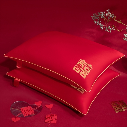 91家纺网 家纺一手货源 找家纺 （总）仁宇枕业 2025新款新品新人大红结婚喜庆富贵喜事婚庆舒适枕系列多规格单人双人长枕头枕芯