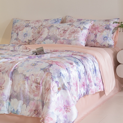 （总）梦幻之城 2025新款水洗真丝数码印花简易款夏被四件套