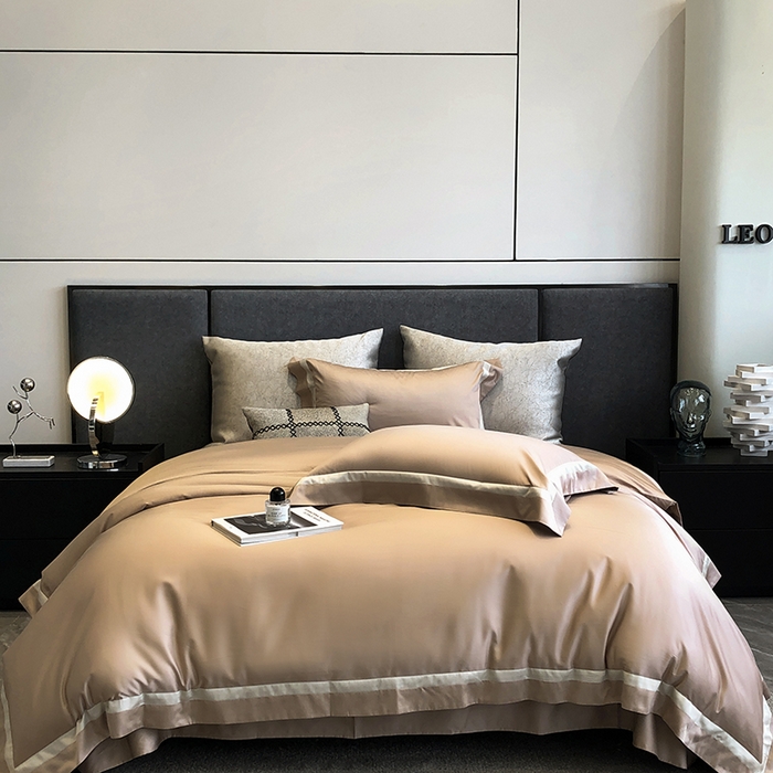 91家纺网 家纺一手货源 找家纺 涞澳家纺 2025新款80天丝棉四件套-凯瑟琳系列 凯瑟琳-摩卡