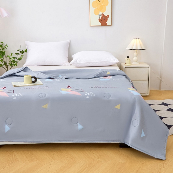 91家纺网 家纺一手货源 找家纺 2025新款亲肤绒礼品夏被窄边 卡思图