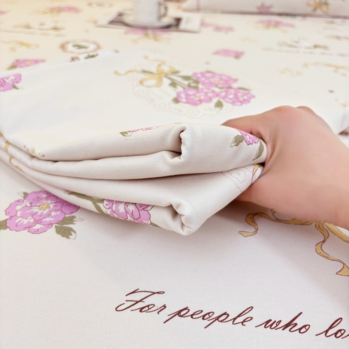 91家纺网 家纺一手货源 找家纺 伊而梦蚊帐 2025新款A类老粗布抗菌床单 花束兔-粉