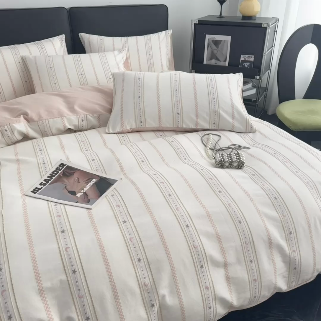 91家纺网 家纺一手货源 找家纺 （总）女子家纺 2025新款A类40支全棉纯棉提花四件套（简川-星辰系列）