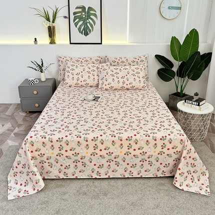 伊而梦蚊帐 2025新款原棉老粗布床单 草莓兔