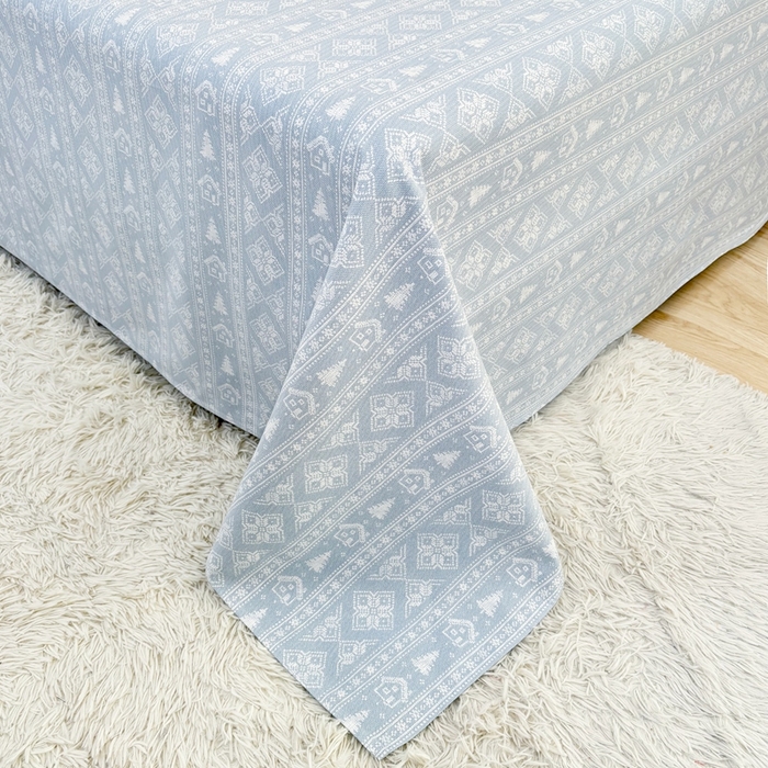 91家纺网 家纺一手货源 找家纺 伊而梦蚊帐 2025新款A类老粗布抗菌床单 花条纹-蓝