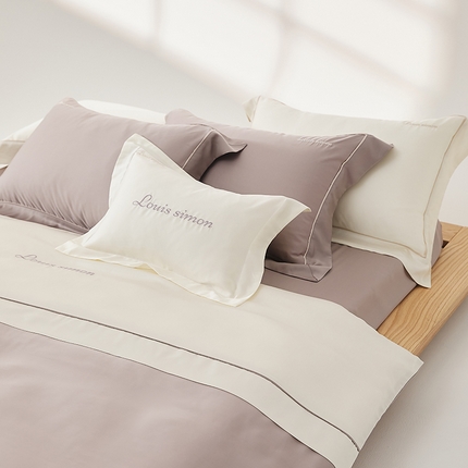 涞澳家纺 2025新款天丝横头绣花款四件套-月影系列 月影-茶棕