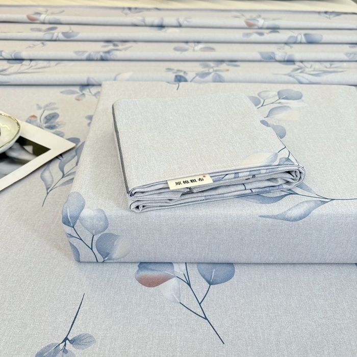 91家纺网 家纺一手货源 找家纺 伊而梦蚊帐 2025新款A类老粗布抗菌床单 清江曲-蓝