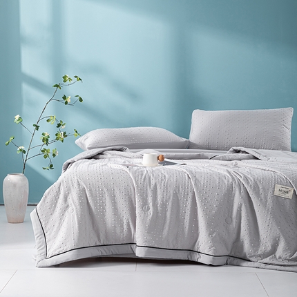 吾诺 2025 凉豆豆针织棉双层纱夏被四件套水洗棉夏凉被空调被 豆豆灰