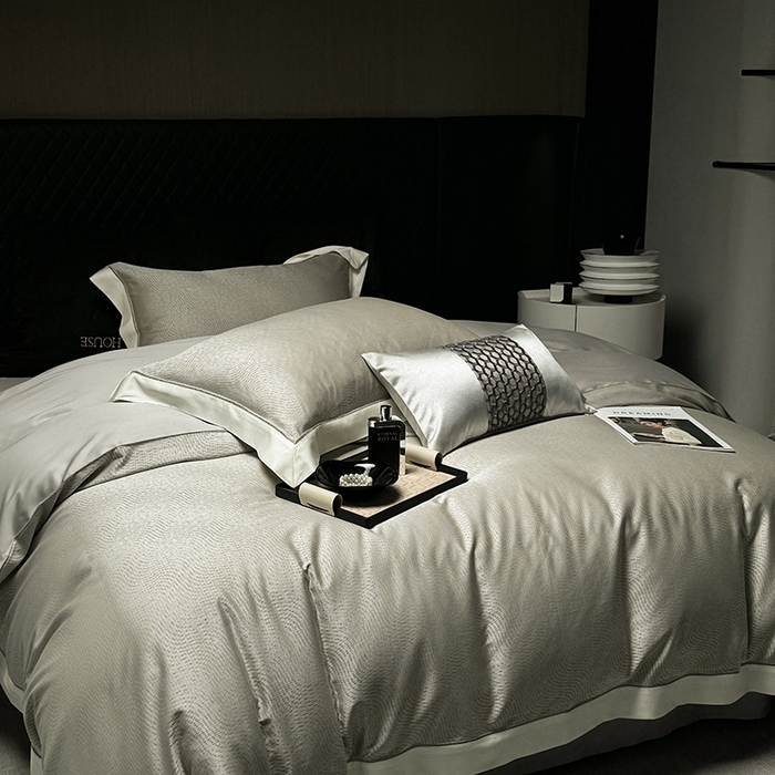 91家纺网 家纺一手货源 找家纺 涞澳家纺 2025新款天丝棉色织提花四件套 丝蕴-绿