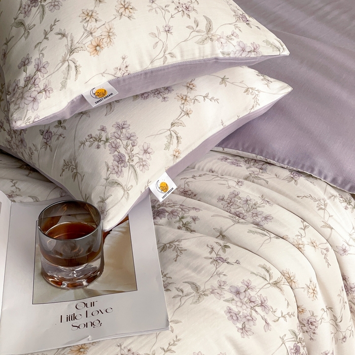 91家纺网 家纺一手货源 找家纺 慕晨 2025新款全棉双层纱四件套莱赛尔夏被莱赛尔夏被四件套天丝夏凉被直播 沫香