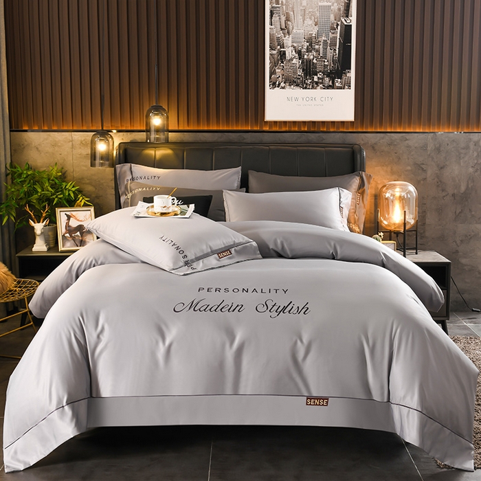 91家纺网 家纺一手货源 找家纺 睡美人 2025新款水洗真丝高端轻奢绣花款四件套-爱娜 爱娜-绅士灰