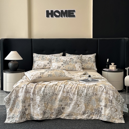 91家纺网 家纺一手货源 找家纺 （总）慕晨 2025春夏新品莱赛尔天丝数码印花四件套莱赛尔夏被四件套天丝夏凉被直播热款