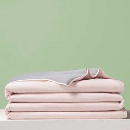 91家纺网 家纺一手货源 找家纺 吾诺 2025 针织棉夏被双拼色大豆夏被子被芯夏凉被空调被 浅粉-岩灰