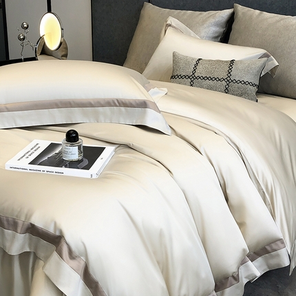 91家纺网 家纺一手货源 找家纺 涞澳家纺 2025新款80天丝棉四件套-凯瑟琳系列 凯瑟琳-燕麦奶